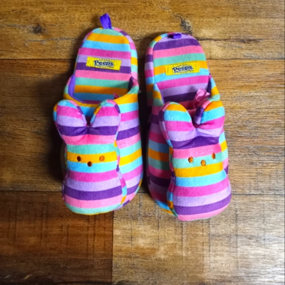 Toddler Girls Sz Med. 1-2 Peeps Rainbow Slippers